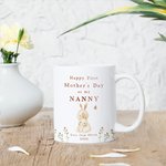 Personalised Happy First Mother's Day 11oz Ceramic Coffee Mug and Coaster Set with Animals Hug Design Mother's Day Gift for Grandma Mom