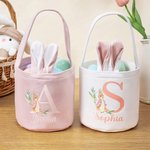 Gepersonaliseerde Schattige Pieter Konijn Paasmand met Oortjes en Staart met Naam en Initiaal Paascadeau voor Kinderen
