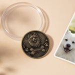 Personalized Paw Print Bone 3D Pet Photo Retro Memorial Coin with Name and Transparent Storage Case Pet Remembrance Gift for Pet Owner Pet Lover