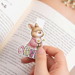 Personalised Daisy Bunny Magnetic Bookmark Clip with Name Easter Birthday Gift for Kids Bookworms