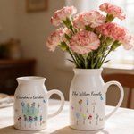 Fiori di nascita personalizzati 1-10 Vaso in ceramica con manico Titolo e nomi Compleanno Regalo per la festa della mamma e della nonna Famiglia