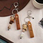 Personalised Highland Cow Beaded Heart Keychain with Name and Text Daily Use Birthday Wedding Gift for Bridesmaids Women