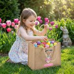 Gepersonaliseerde Gelukkige Pasen Zonnebril Bunny Grote Jute Draagtas met Naam Paasfeest Cadeau voor Kinderen