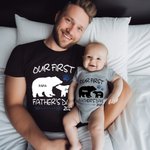 Personalized Bear Paw Name Year Father and Baby Set Matching Set Shirt Father New Dad Gift Our First Father's Day