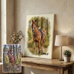 Personalized Watercolor Style Pet Portrait Photo Canvas Painting with Name Home Decor Pet Birthday Gift for Pet Lovers Owners