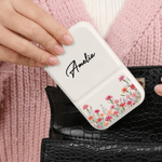 Specchio da trucco pieghevole in pelle PU con nome, regalo di compleanno essenziale per le donne.