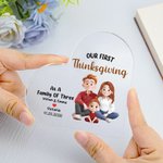 Personalized As A Family Of Three Cartoon Characters Square Heart Acrylic Plaque with Name and Date Home Decor Father's Day Gift for Family