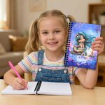 Personalized Fantasy Mermaid A5 Spiral Notebook with Name and Lined Pages Birthday Back to School Gift for Kids Students