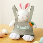 Personalized Cute Easter Bunny Overalls Tote Bag with Name Happy Easter Egg Hunting Gift for Kids