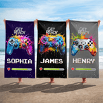 Gepersonaliseerde Multicolor Graffiti Gamepad Zachte Sneldrogende Strandhanddoek met Naam Travel Essentieel Zomer Vakantie Verjaardagscadeau voor Game Lovers