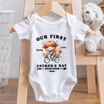T-shirt Onesie de Bébé 100% Coton Personnalisé avec Nom et Vache de Highland Cadeau pour Nouveau Papa Nouveau-né