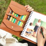 Personalized Mother of Pearl Effect Birth Flower PU Leather A5 Sketchbook Notebook Cover Daily Use Outdoor Sketching Gift for Artists Painters