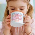 Personalized Happy Easter Sequin Y2K Bunny 12 oz Enamel Mug with Name Daily Use Easter Gift for Kids