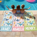 Personalized Ocean Creature Sea Turtle Oversized Quick Dry Beach Towel with Name Beach Accessories Birthday Gift for Friends Family