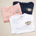 Personalizzato ricamato Fiore Cane Gatto Pet Ritratto Foto T-Shirt Felpa con cappuccio con nome Compleanno Anniversario Regalo per gli amanti degli animali domestici