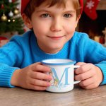 Tazza smaltata da 355 ml personalizzata con iniziale e nome design di Peter Rabbit regalo di Natale e compleanno per bambini