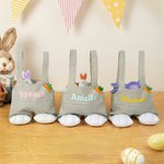 Personalized Cute Easter Bunny Overalls Tote Bag with Name Happy Easter Egg Hunting Gift for Kids