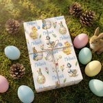 Personalized Peter Rabbit Easter Eggs Cartoon Duck Wrapping Paper with Name Set of 3 Easter Gift for Kids