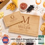 Personalized FSC Bamboo Engraved Initial Charcuterie Cutting Board with Name Text Juice Groove Made in USA Wedding Housewarming Gift for Family