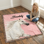 Foto personalizada de caballo Borla Suave manta con nombre Decoración del hogar Fiesta Cumpleaños Aniversario Regalo para los amantes del caballo