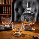 Personalized Funny Design Face Photo Cartoon Character Whiskey Decanter with Name and Text Birthday Gift for Men Whiskey Lovers