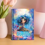 Personalized Fantasy Mermaid A5 Spiral Notebook with Name and Lined Pages Birthday Back to School Gift for Kids Students