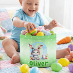 Personalized Cute Rabbit Polka Dot Easter Basket with Name and Initial Daily Use Easter Gift for Boys Girls