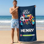 Gepersonaliseerde Multicolor Graffiti Gamepad Zachte Sneldrogende Strandhanddoek met Naam Travel Essentieel Zomer Vakantie Verjaardagscadeau voor Game Lovers