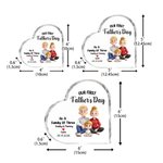 Personalized As A Family Of Three Cartoon Characters Square Heart Acrylic Plaque with Name and Date Home Decor Father's Day Gift for Family