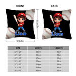 Personalized Cartoon Baseball Character Throw Pillow Cover with Name Home Decor Birthday Children's Day Game Day Gift for Kids Baseball Lovers