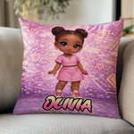 Personalized Graffiti Style Cartoon Character Soft Throw Pillow Cover with Name  Home Decor Birthday Gift for Women Girls