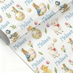 Personalized Peter Rabbit Easter Eggs Cartoon Duck Wrapping Paper with Name Set of 3 Easter Gift for Kids