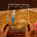 Personalisierte Leopard Print Mutter und Tochter Rückenansicht LED-Nachtlicht mit Holzsockel Home Desk Decor Geburtstag Muttertag Geschenk für Mama Oma