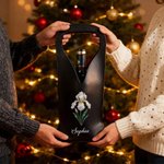 Personalized Mother of Pearl Effect Birth Flower PU Leather Wine Bag with Name and Handle Protective Wine Accessories Dinner Party Gift for Wine Lover