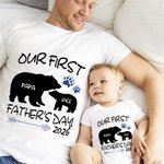 Personalized Bear Paw Name Year Father and Baby Set Matching Set Shirt Father New Dad Gift Our First Father's Day