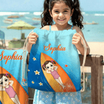 Personalized Cartoon Character Quick Dry Oversized Beach Towel with Name and Drawstring Bag Daily Beach Party Gift for Swimmers Friends