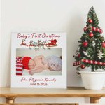 Personalised Baby's First Christmas Picture Framed Canvas Painting with Text Wall Decor Christmas Gift for Newborn New Mom Dad