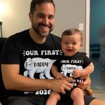 Personalized Bear Set Best Matching Dad and Baby Shirt Our First Father’s Day Gift for New Dad Him