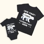 Personalized Bear Set Best Matching Dad and Baby Shirt Our First Father’s Day Gift for New Dad Him