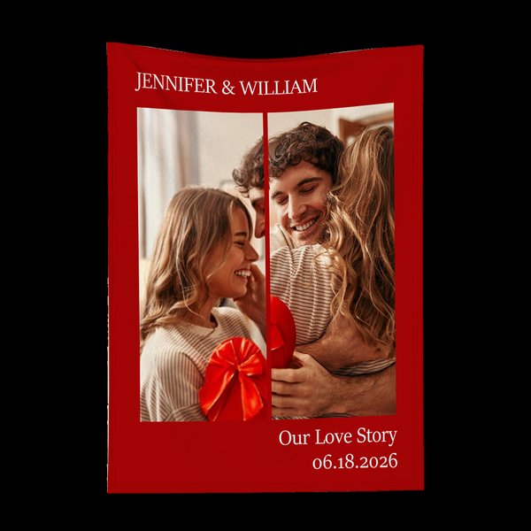 Personalized 1-6 Photos Collage Soft Warm Blanket with Name Date and Text Multicolour Available Birthday Anniversary Gift for Family Couple