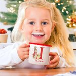 Tazza smaltata da 355 ml personalizzata con iniziale e nome design di Peter Rabbit regalo di Natale e compleanno per bambini