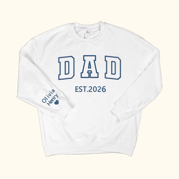 Gepersonaliseerd geborduurd vader T-shirt Sweatshirt Hoodie met Est Jaar en Kid Names Vaderdag Verjaardag Gift voor hem