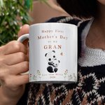Personalised Happy First Mother's Day 11oz Ceramic Coffee Mug and Coaster Set with Animals Hug Design Mother's Day Gift for Grandma Mom