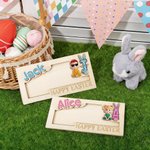 Gepersonaliseerde Cartoon Karakter Houten Geld Houder met Naam en Voorletter Vakantie Feest Gunsten Pasen Gift voor Kinderen