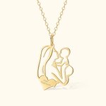 Personalized Mom and Baby Necklace Mom Hugs Newborn Pendant Baby Birth Necklace New Mom Jewellery First Mother's Day Gift Baby Shower Gift