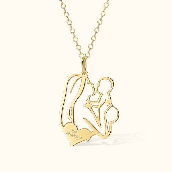 Personligt mamma- och babyhalsband Mamma kramar nyfödd hänge Babyfödelsehalsband Ny mamma smycken Första mors dag gåva Baby shower gåva