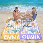 Personalized Ocean Creature Sea Turtle Oversized Quick Dry Beach Towel with Name Beach Accessories Birthday Gift for Friends Family