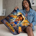 Personalized Graffiti Style Cartoon Character Soft Throw Pillow Cover with Name  Home Decor Birthday Gift for Women Girls
