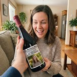 Personalised Newspaper Design Photo Wine Label Stickers with Name and Date Birthday Party Decor for Family Friends