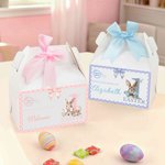 Boîte à cadeaux personnalisée avec nœud et nom pour lapin de Pâques Cadeau de fête de Pâques pour garçons filles